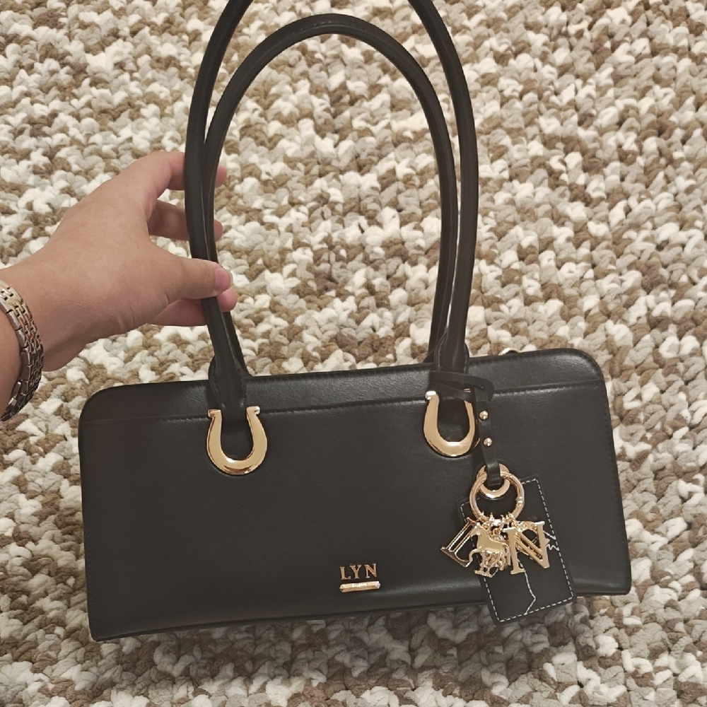 LYN Marshall M Black Shoulder Bag with Gold Hardware – Like New